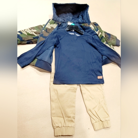 KOALA KIDS 3pc Set 2T Green Hooded Camo Jacket Long Sleeve Tee Pants Outfit NWT - Picture 6 of 14